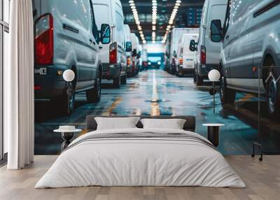 An indoor parking lot or warehouse for vans Wall mural