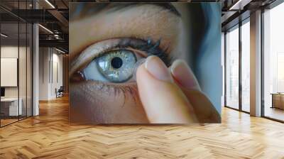 Close-up Human Eye Contact Lens Application Precision Wall mural