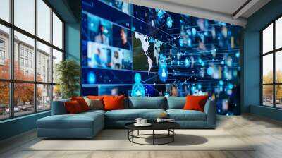 Digital Media Network Streaming Data Visualization Technology Wall mural