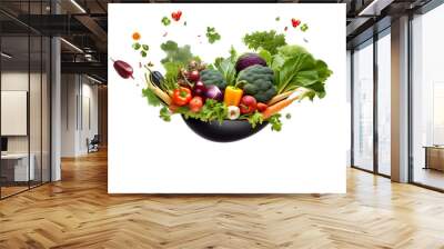 flying vegetables with a bowl isolated on transparent background  Wall mural