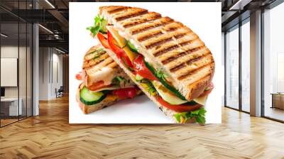 grilled cheese sandwich fresh vegetables herbs crisp bread gourmet snack lunch Wall mural