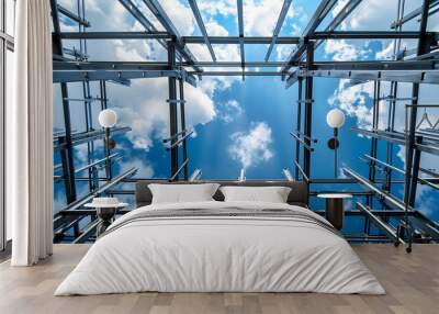 Modern Steel Structure Construction Skyward Perspective Engineering Wall mural