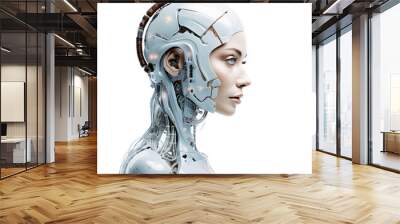 robot woman profile isolated on transparent background Wall mural