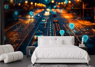 Smart City Traffic Navigation Technology Autonomous Vehicles Wall mural