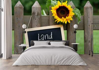 Land for sale - chalkboard with text and sunflower Wall mural