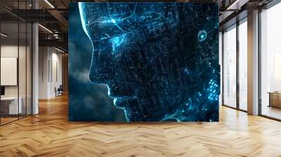 Futuristic Digital Brain Concept Wall mural