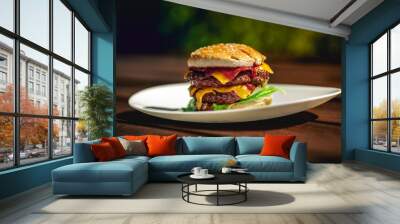 burger on a plate Wall mural