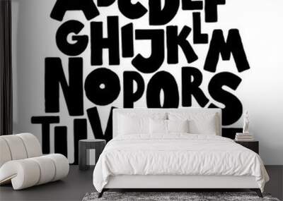 Hand drawn comics style letttering font. Vector alphabet Wall mural