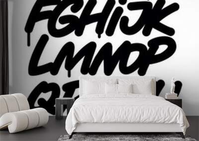 Hand written graffiti font alphabet. Vector Wall mural