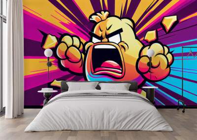 Cartoon character is angry hungry in art illustration Wall mural