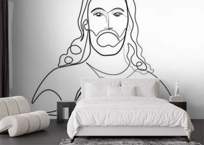 continuous line drawing of Nativity of Jesus Wall mural