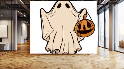 retro ghost halloween cute illustration vintage cartoon ghost cloth Wall mural