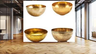 Set of golden bowl isolated on transparent background Wall mural