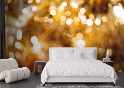 Sparkle bokeh golden light background. Wall mural