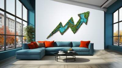 Green Economy concept 3d illustration. Green Tree arrow shape over white background. Green Business image concept. Wall mural