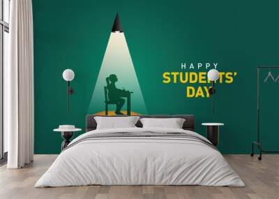 Happy students' day concept vector illustration background. Creative students' day vector education concept. Wall mural