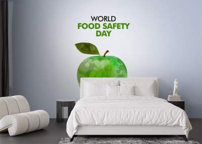 World Food Safety Day concept. Apple symbol of food safety. World Food Day 3D Concept. Wall mural