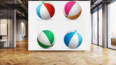 Collection of beach ball cartoon design icon vector. Wall mural