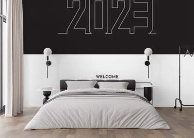 Simple and clean Happy New Year 2023 flat design. Modern new year 2023 vector illustration.
 Wall mural