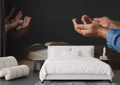 Group of people holding hands praying worship believe Wall mural