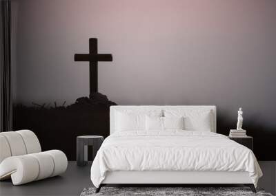 Silhouette jesus christ on cross background Wall mural