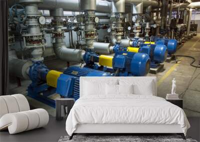 Blue industrial pump Wall mural