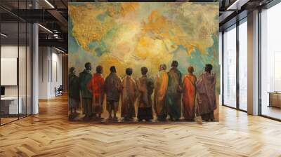 Disciples Embracing Earth's Horizon, Pentecost a Christian holiday, the descent of the Holy Spirit. Wall mural