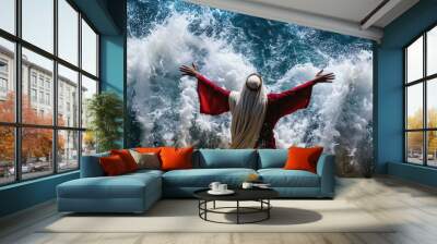 Moses parting the Red Sea., Pesach celebration, Jewish Holiday, Passover sharing and celebrating  Wall mural