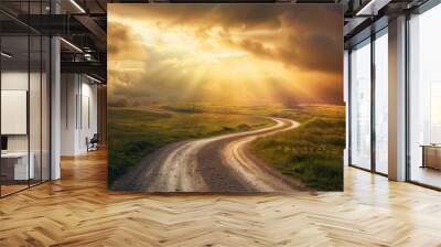 Winding Road Vanishing Near Horizon, the Ascension of Christ, the ascension of Jesus into heaven, a festival celebrated by Christians. Wall mural