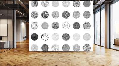 Hand drawn vector texture circles in black. Graphic design element. Wall mural