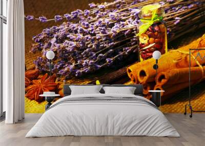 background of various colorful spices Wall mural