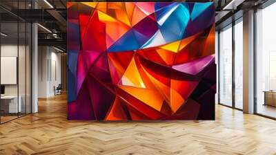 Abstract art background with vibrant overlapping colors and geometric shapes Wall mural