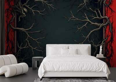 Beautiful square skulls and branches photo frame Image Wall mural