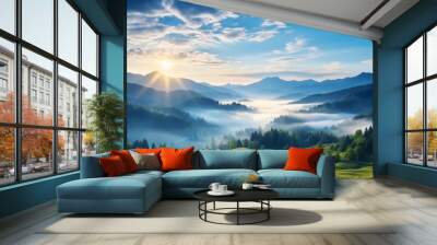 Breathtaking panorama nature mountain landscape wallpaper AI Generated Image Wall mural