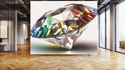 Fancy color diamond stone isolated white background AI Generated image Wall mural