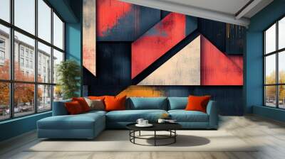 Modern geometric shapes colorful liquid wave pattern abstract background Wall mural