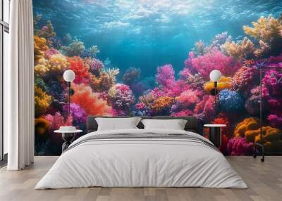 Serene underwater landscape with coral reef and gentle light wallpaper Wall mural