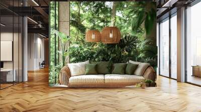 Warm and cozy interior with abundant indoor plants in a charming garden house picture Wall mural