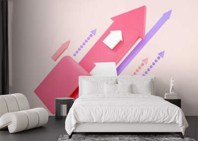 3d growth business icon. Render ap arrows. Concept business success, opportunity, growth upwards, leadership.Vector cartoon illustration Wall mural