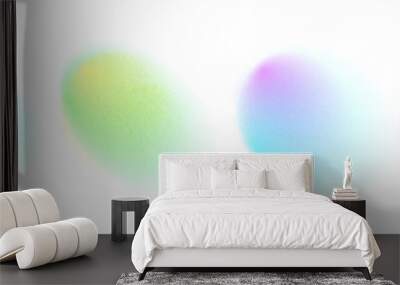 Set green circle gradient noise gradation. Abstract colorful watercolor blur mesh shape on white background. Gradient aura, grain neon blob with noise effect. Vector illustration Wall mural