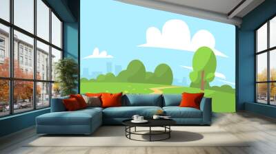 Summer landscape vector illustration cartoon style background Wall mural