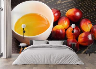 Oil palm fruit and cooking oil Wall mural