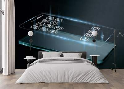 three dimensional apps on smartphone screen. Wall mural