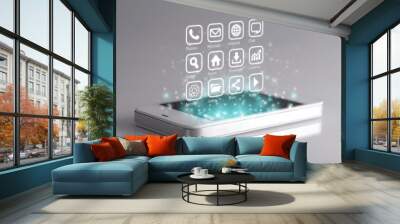 three dimensional apps on smartphone. Wall mural