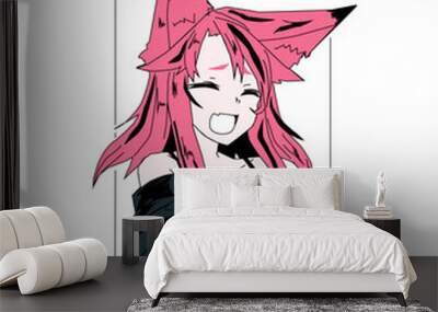 girl fox anime color Wall mural