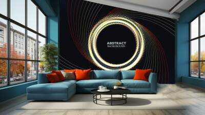 abstract color lines and geometri gold on black background Wall mural