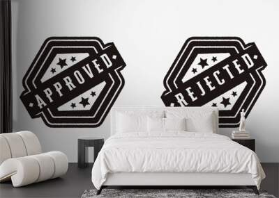 Approved and rejected permit set Stamp label seal badge logo Vector Wall mural