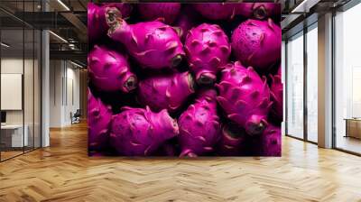 pink dragon fruit or pitaya. Closeup to show the texture and vibrant pink color with purple tone. Fresh and ripe healthy and exotic food from Asia for a background Wall mural