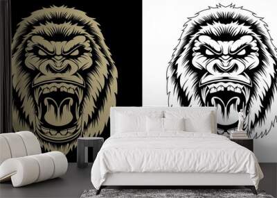 angry gorilla head vector illustration Wall mural