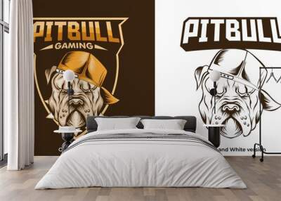 pitbull esport logo mascot design Wall mural